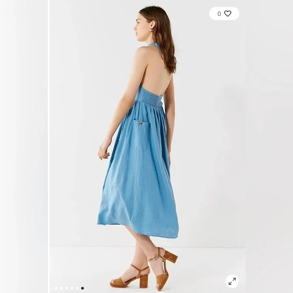 Urban Outfitters Betsey Niagara blue halter midi dress - Picture 5 of 6